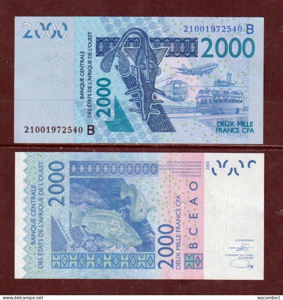 BENIN - 2021 2000 CFA Code B UNC Banknote