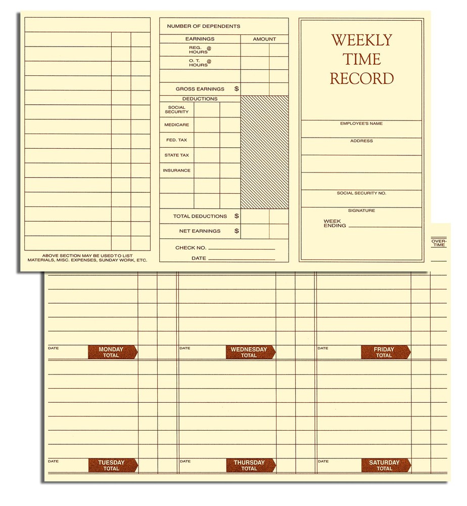 Weekly Employee Pocket Time Cards - Easy Tracking for Work Hours