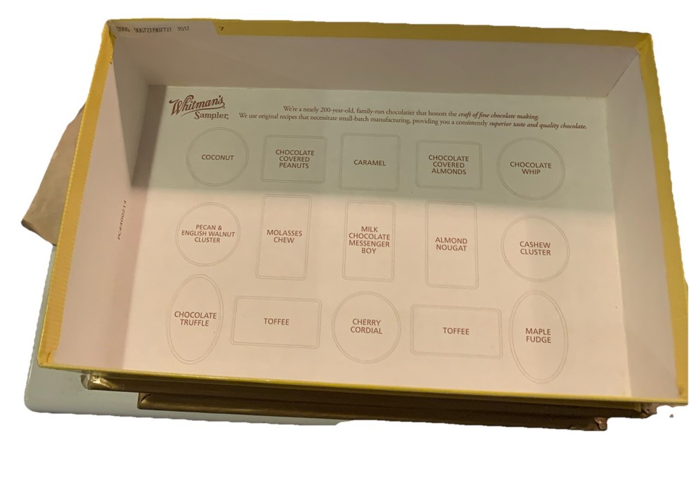 Vintage WHITMAN'S Sampler Assorted Chocolate 12 oz. Cross Stitch Box; Empty