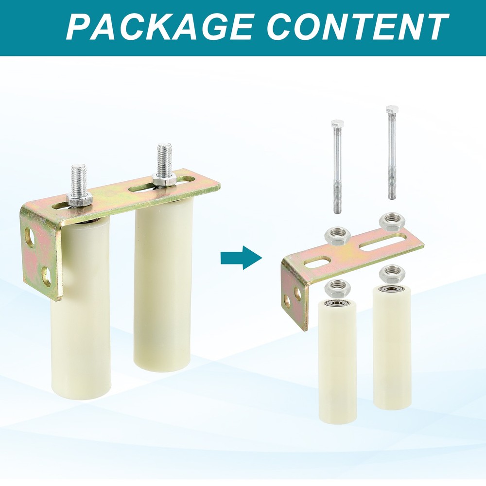 1Set Slide Gate Guide Roller 5.9" Adjustable Nylon Rollers with Bracket, White