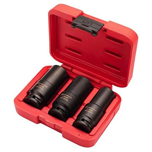 3 Piece Crank Bolt Socket Set, 17mm/ 19mm/ 21mm Harmonic Balancer Socket Set