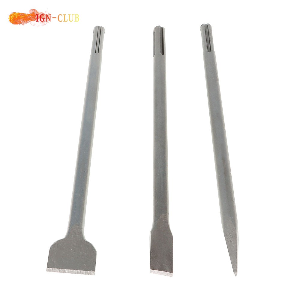 3 Pcs High Quality 16" SDS Max Bits Long-Point Chisel Scaling Chisel Flat Chisel