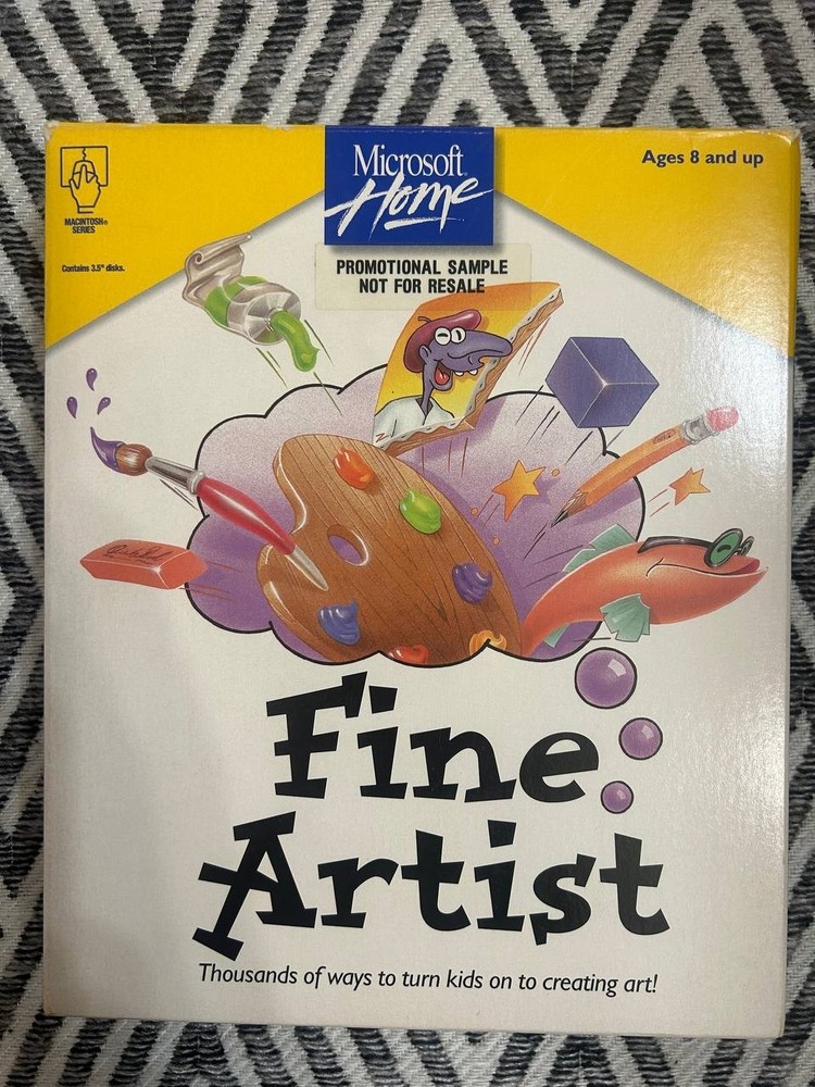 Microsoft Fine Artist Macintosh Software Boxed Promo Sample Missing Disk 1
