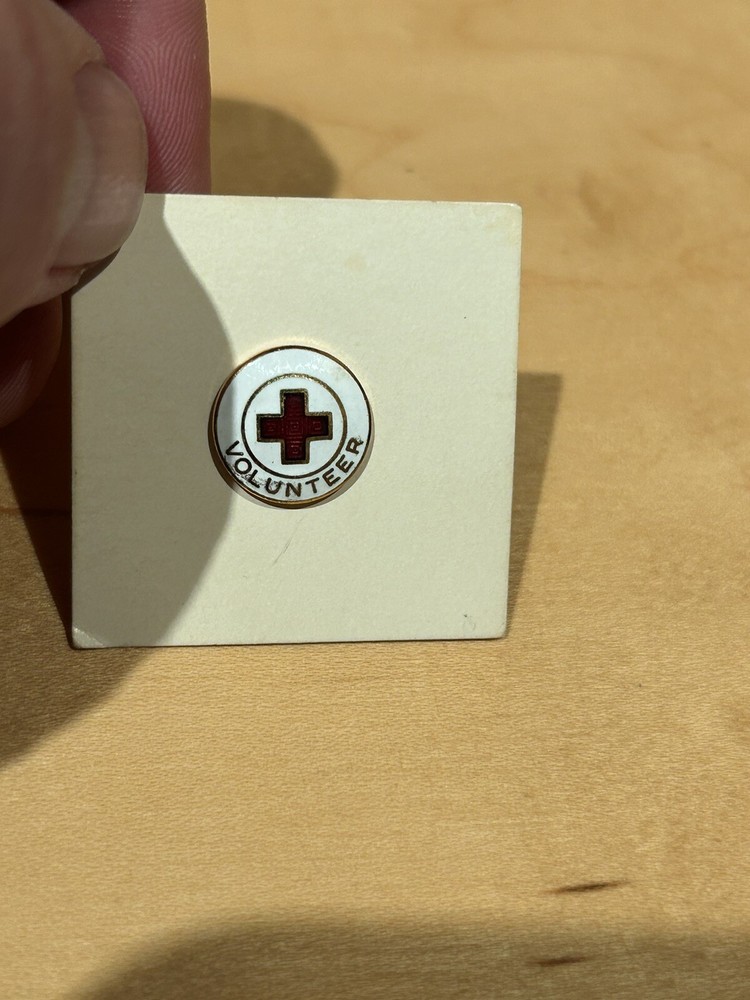 Red Cross Volunteer Lapel Pin 9/16" diameter with Clasp