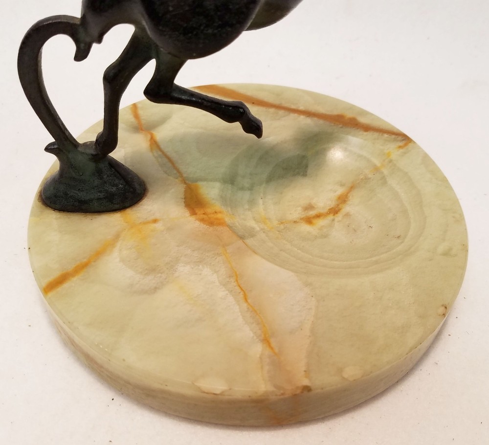 Antique Austrian Bronze Ostrich Mounted on Onyx for Desk