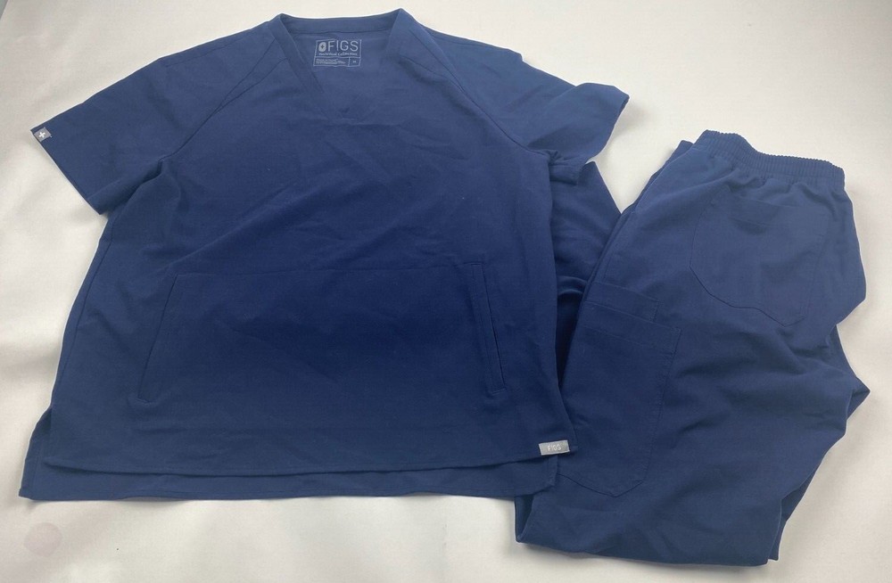 Figs Technical Collection Navy Blue Scrub Top and Bottom Size M