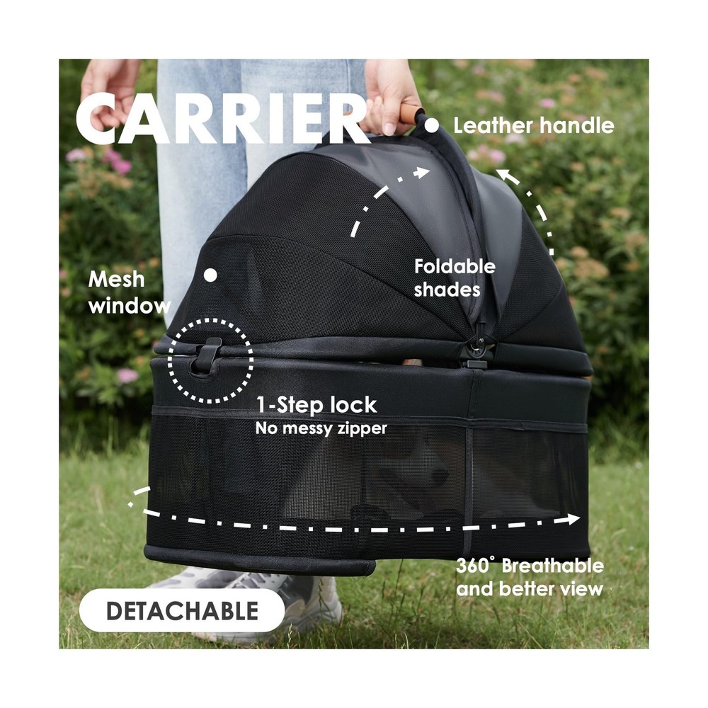 3 in 1 Pet Stroller with Removable Carrier, Folding Stroller for Small/Medium...