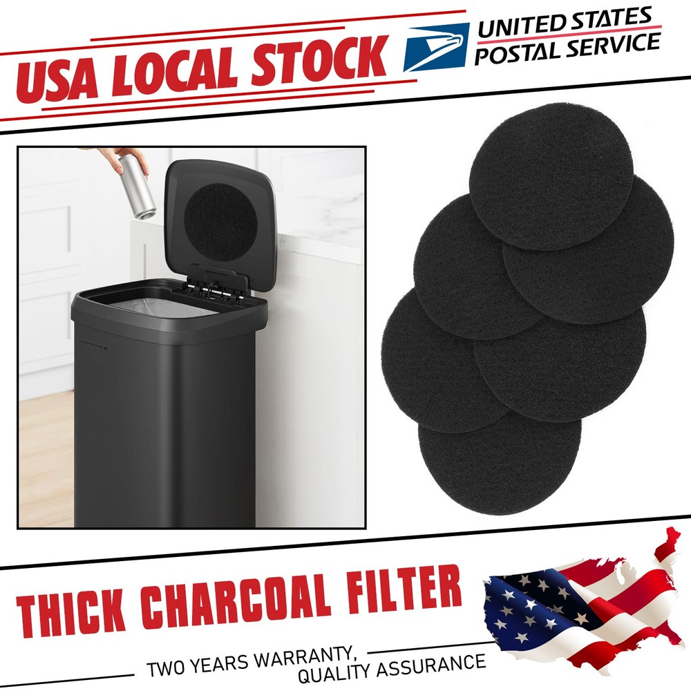 6 Pcs Extra Thick Charcoal Filters for Kitchen Compost Bins - Activated Carbon