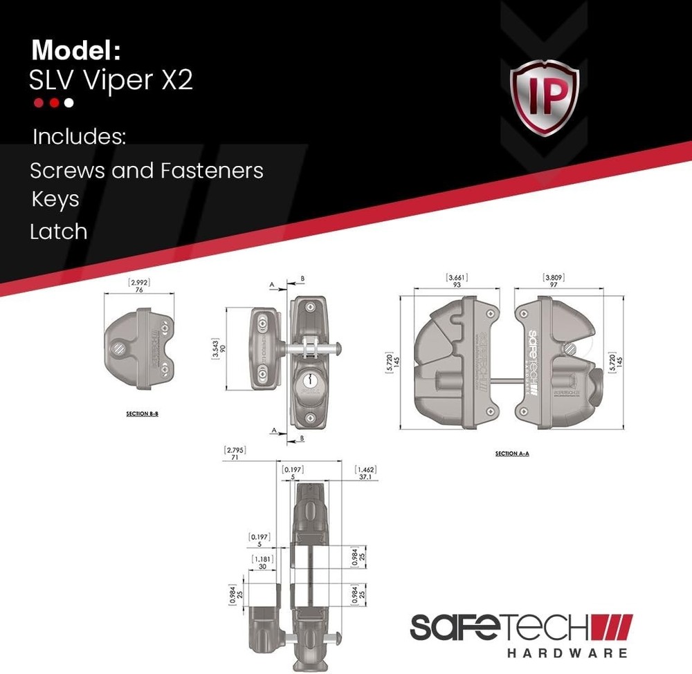 ViperX2 Gravity Gate Latch | Two-Side Entry Keyed