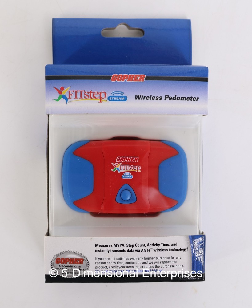 Gopher FITstep Stream Wireless Pedometer Step Count Activity Time MVPA - NEW