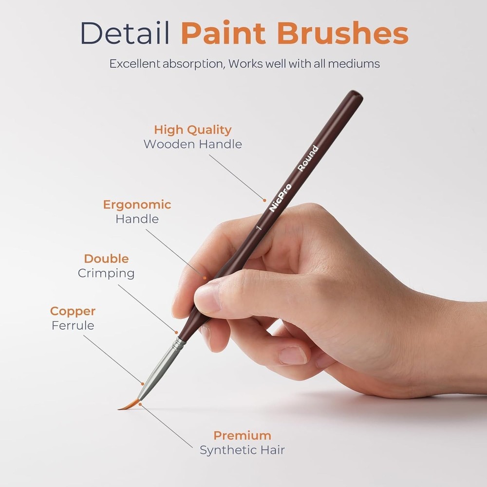 Professional 15 Brushes Set with Triangular Handles for Fine Detailing Art