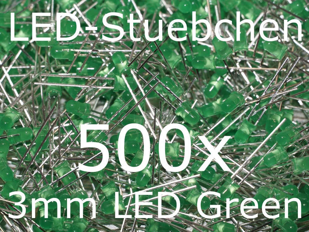 500 x 3mm LED Green