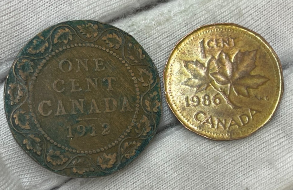 Early Canada 2 Coins lot Mint Error? Damaged? Unknown