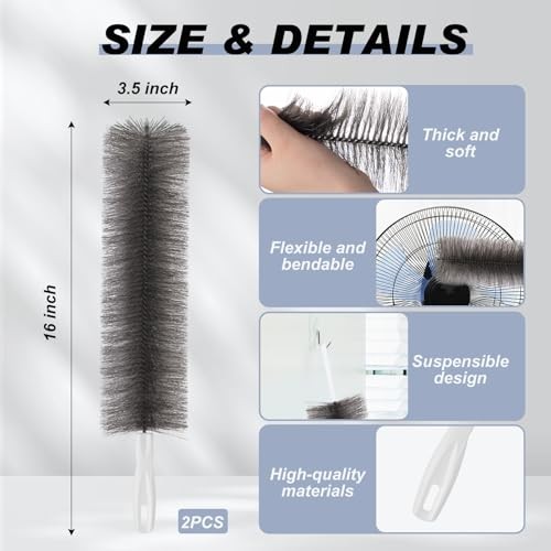 Pcs Cobweb Duster Bendable Fan Duster Plastic Dust Cleaner Reusable 2 Gray
