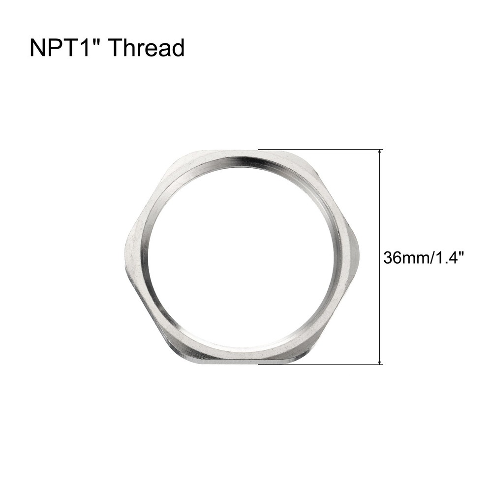 2PCS Cast Pipe Fitting Hex Locknut Nut NPT1" Female Thread Silver Tone