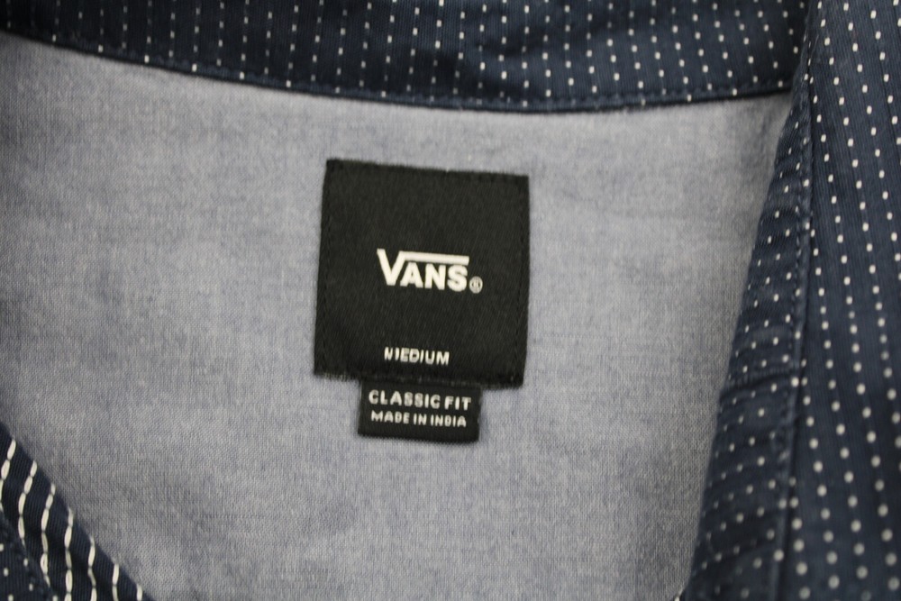 Button Down Shirt - Vans Blue and White Dot Pattern - Men's Medium