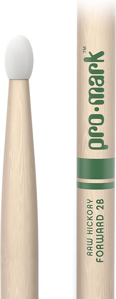 2 PACK ProMark Classic Forward 2B Raw Hickory Drumsticks, Oval Nylon Tip