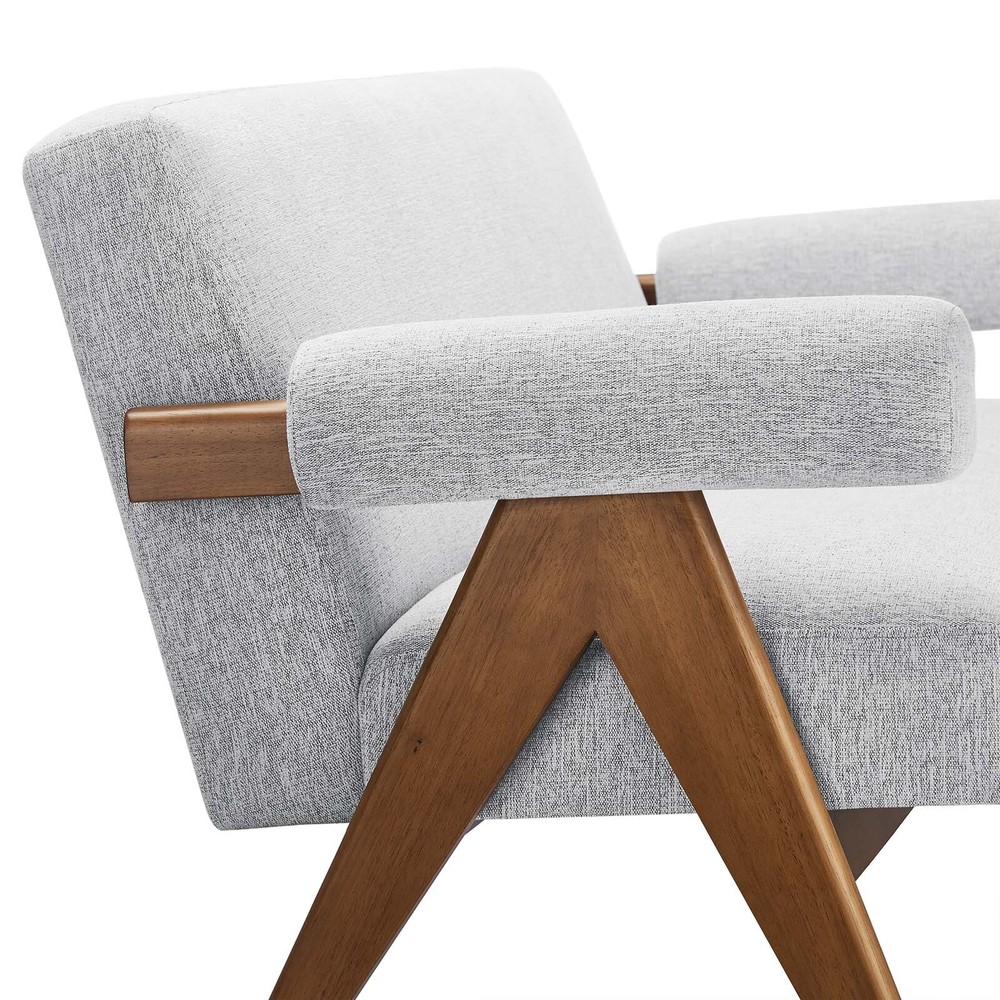Modway Lyra Fabric Loveseat in Light Gray Fabric