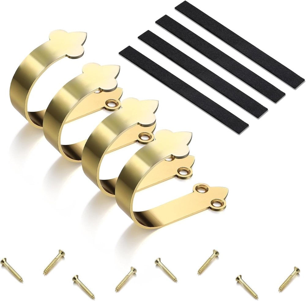 Zonon 4 Pack Brass Gun Hangers Brass Curved Gun Hooks Wall Mount Muzzleloader Ha