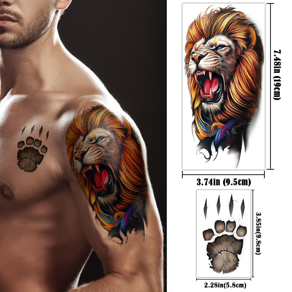 77 Sheets 3D Realistic Temporary Tattoos Adults Kids, Large,