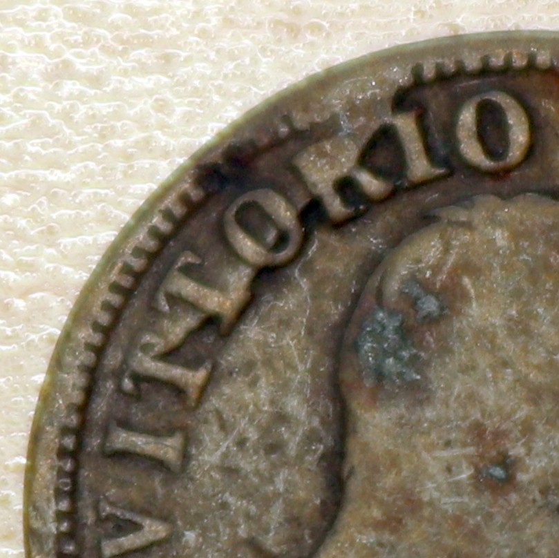1863 Italy 50 Centesimi Silver CUD Error