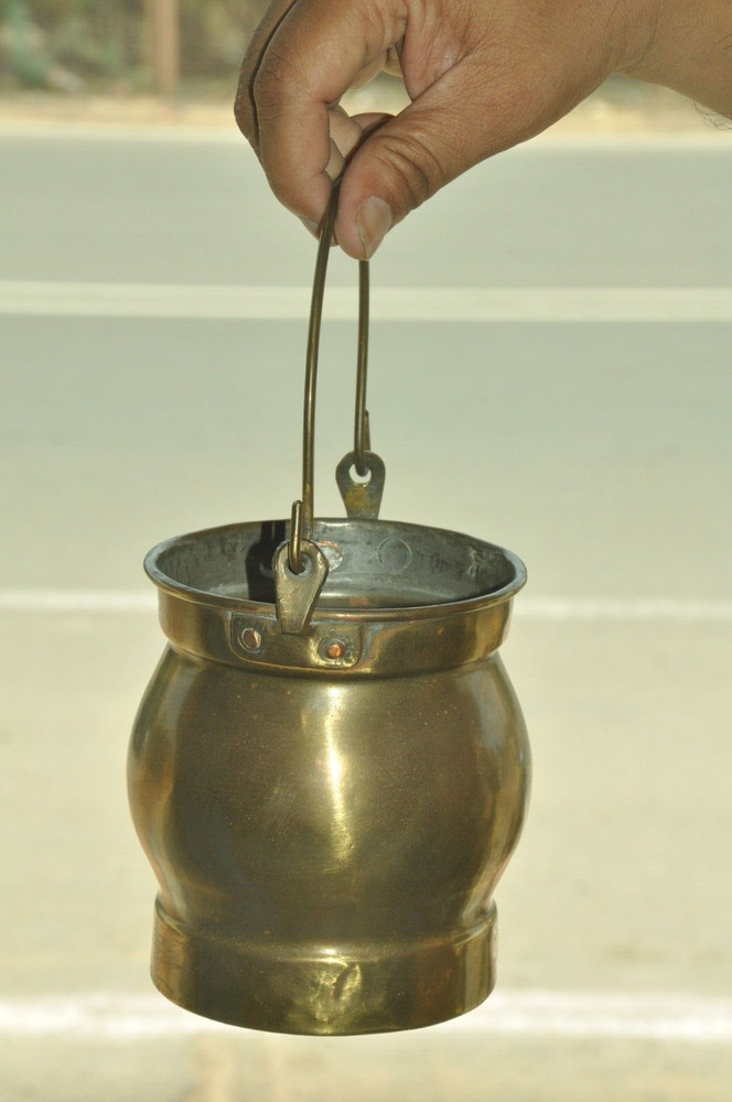 Vintage Brass Unique Shape Handcrafted Solid Oil/Ghee/Milk Pot