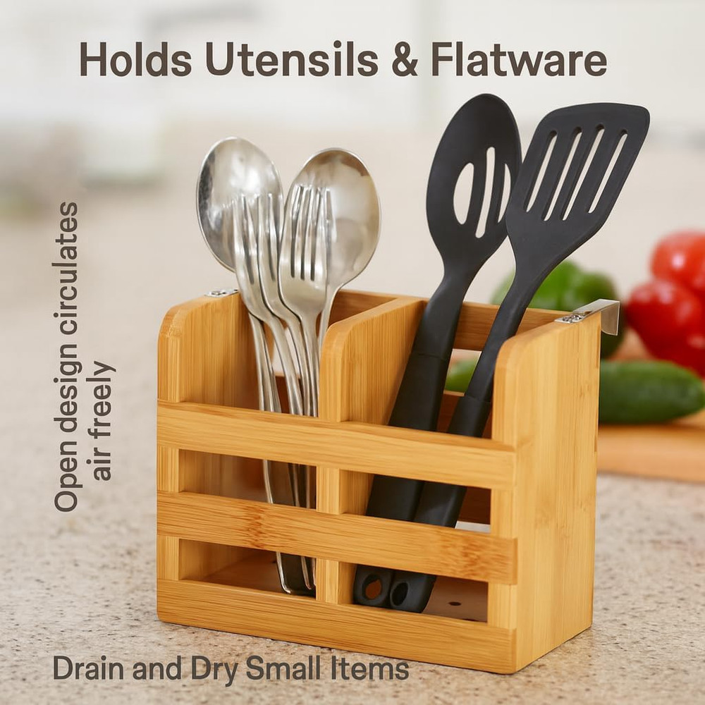 Dish Rack Caddy For Folding Dish Drying Rack Natural Bamboo Kitchen Organizer