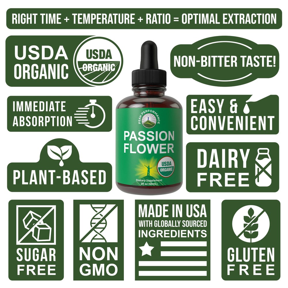 USDA Organic Liquid Passion Flower Drops