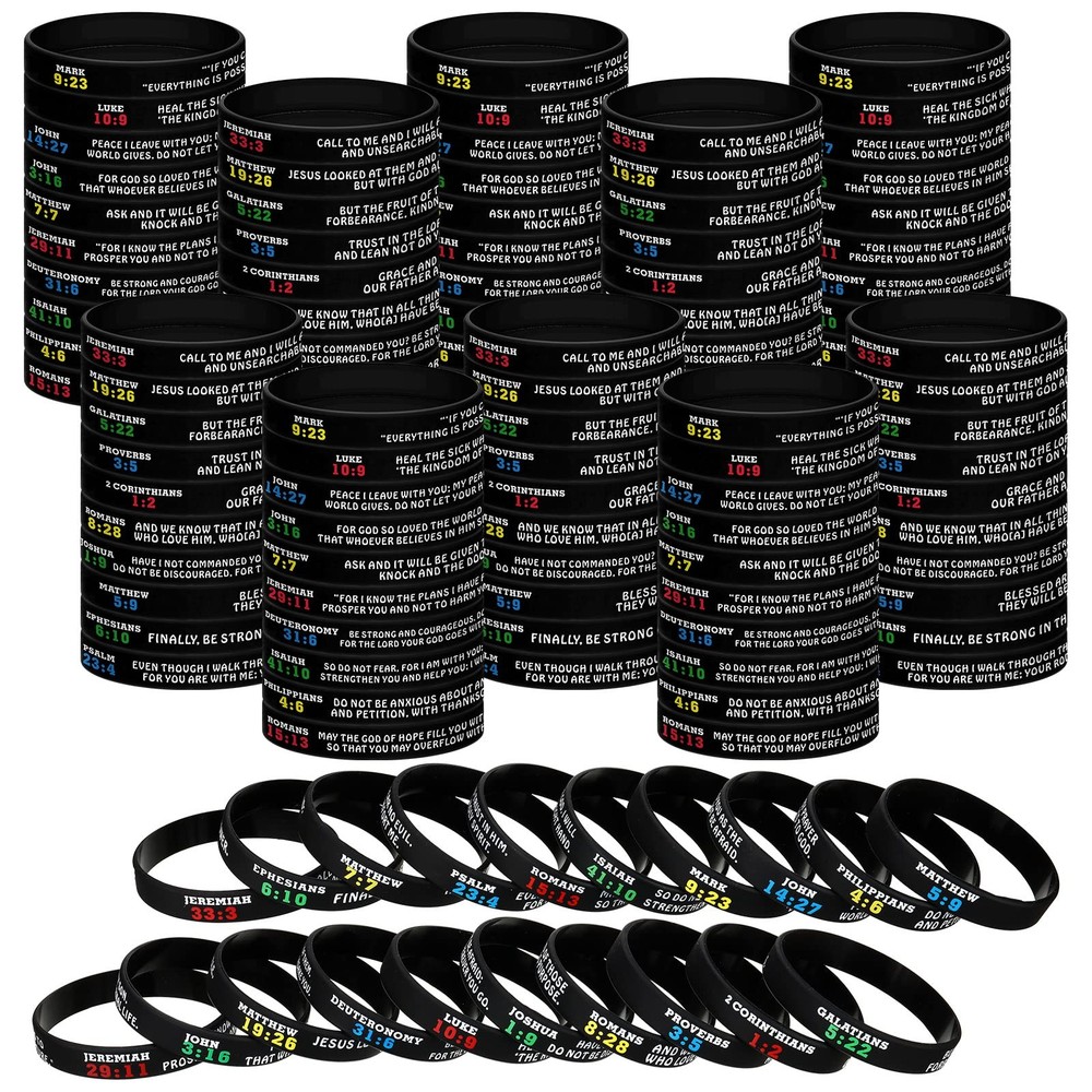 Sinmoe 100 Pcs Bible Verse Bracelets Christian Scripture Medium, multicolored