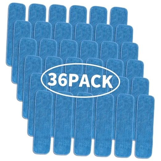 Matthew 18'' 36Pcs Microfiber Spray Mop Replacement Pads Heads for 36 Pack Blue