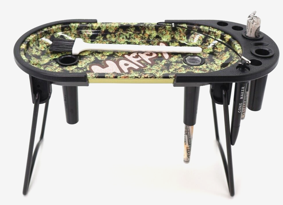 Ultimate Portable Rolling Tray Foldable Design Cone Loading Acesory Rack Durable