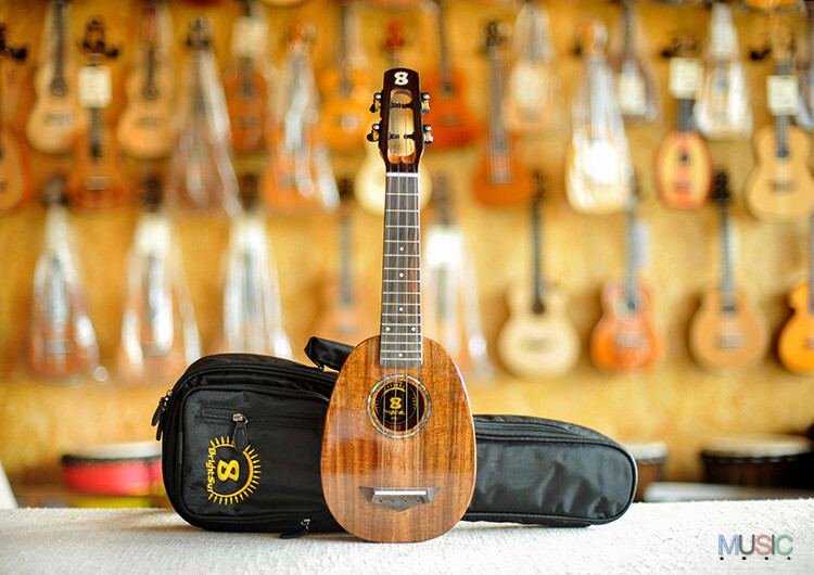 Bright Sun Solid Koa Pineapple Soprano Ukulele (Abalone Inlay)