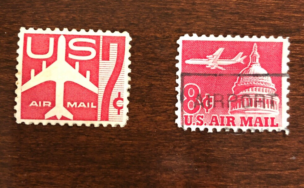 US Air Mail Stamps 1950s-1960s 7 Cent 8 Cent US