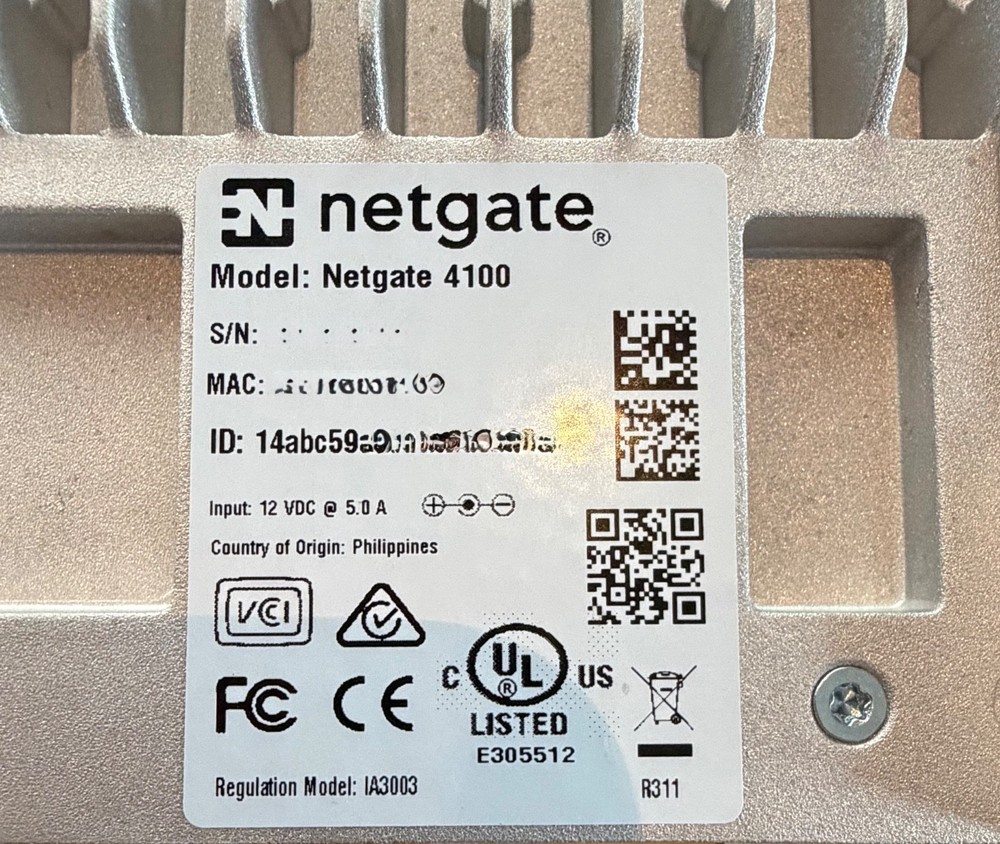 NETGATE 4100 BASE PFSENSE+ SECURITY GATEWAY w/ Rack Mount