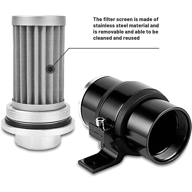 High Flow 100 Micron Inline Fuel Filter Cleanable AN6 AN8 AN10 Adapter Fitting
