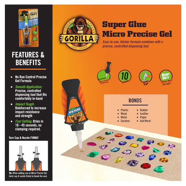 Gorilla Micro Precise 5-gram Gel Super Glue