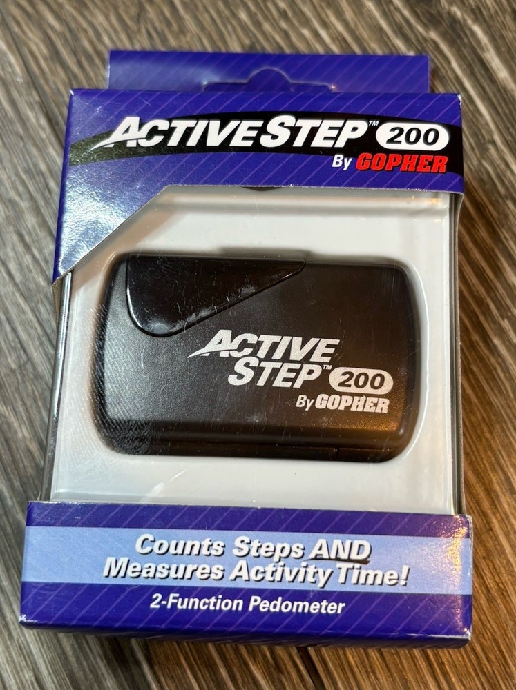 ACTIVE STEP 200 PEDOMETER BY GOPHER 2 FUNCTION STEPS AND TIME NEW IN BOX