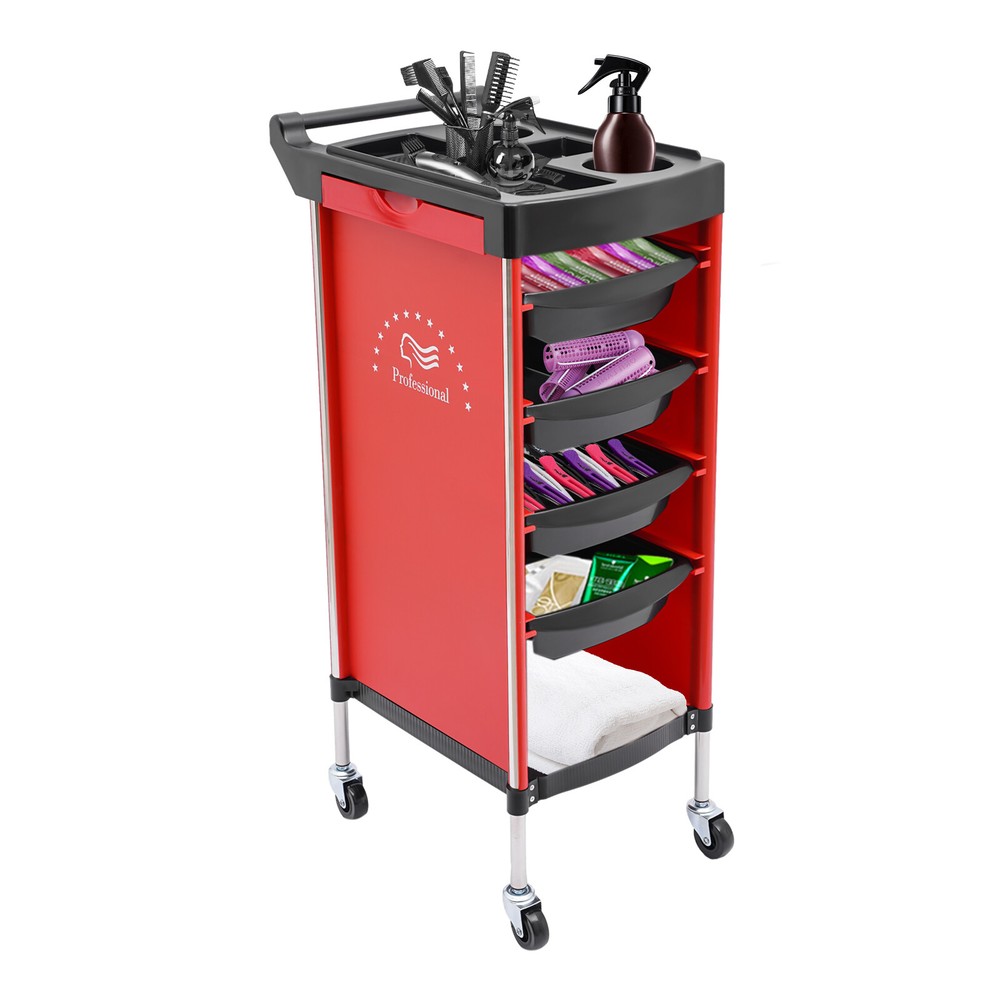 Salon Trolley, with Handle and Lockable Rolling Wheels, Green 6-Tier Drawer-Type