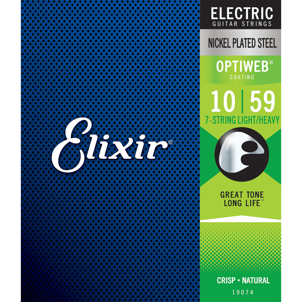 6 Sets! Elixir OPTIWEB Nickel 7-String Electric — 19074 Light/Heavy .010-.059