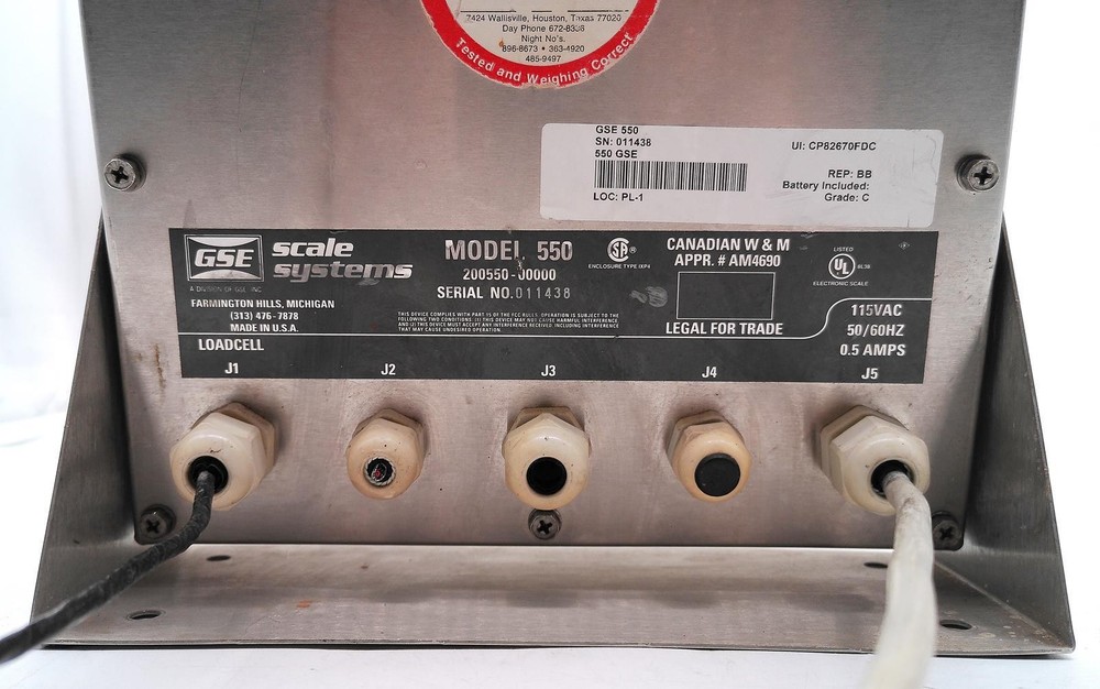 GSE SCALE SYSTEMS 4430 SCALE BASE & 550 WEIGHT INDICATOR