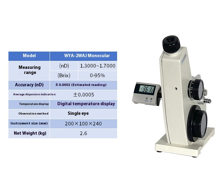 Abbe Refractometer 2WAJ Monochromatic Refractometer Digital Brix Refractometer