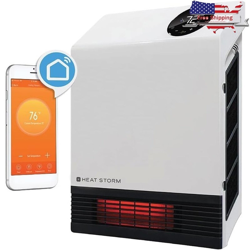 Infrared Wall Mount Heater Adjustable Thermostat Remote Control Safe Design