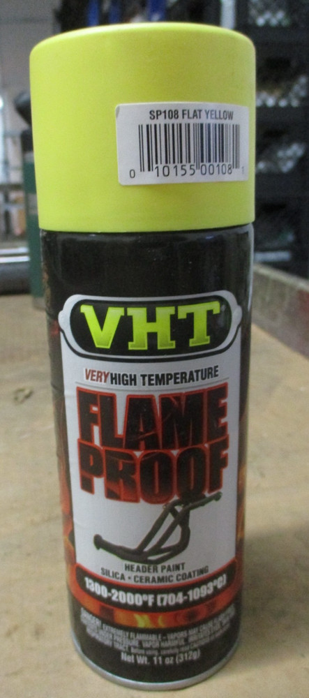 VHT SP108 High Temperature Flame Proof 11oz. Flat Header Yellow Spray Paint 11oz