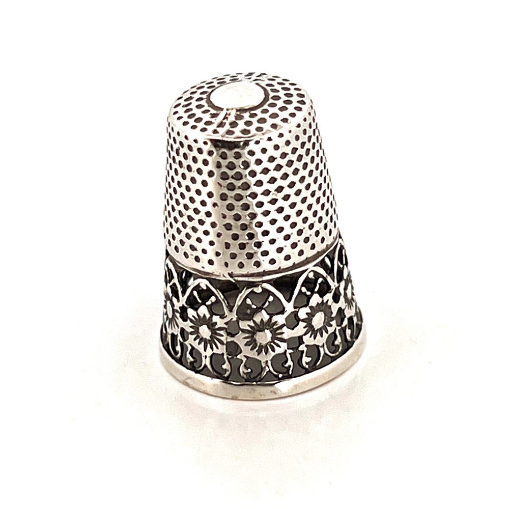 Floral Pattern Victorian Style Thimble Sterling Silver 925 English Hallmarks
