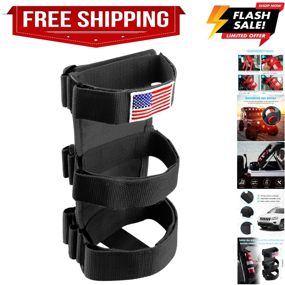 Adjustable Fire Extinguisher Mount Strap with American Flag Pattern, Car Acce...