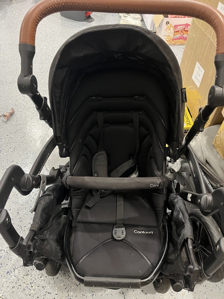 Contours Curve Double Stroller Convertible Tandem Black Brown Adjustable Handles