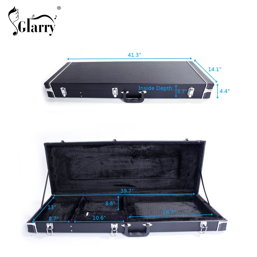 ST High Grade Electric Guitar Square Hard Case Microgroove Flat Black