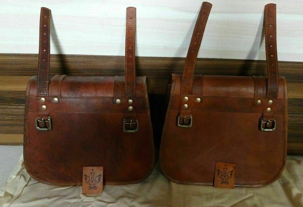 Combo 3 Leather Bag New Motorcycle Two Saddle Side Bag One Front Fork Tool Pouch