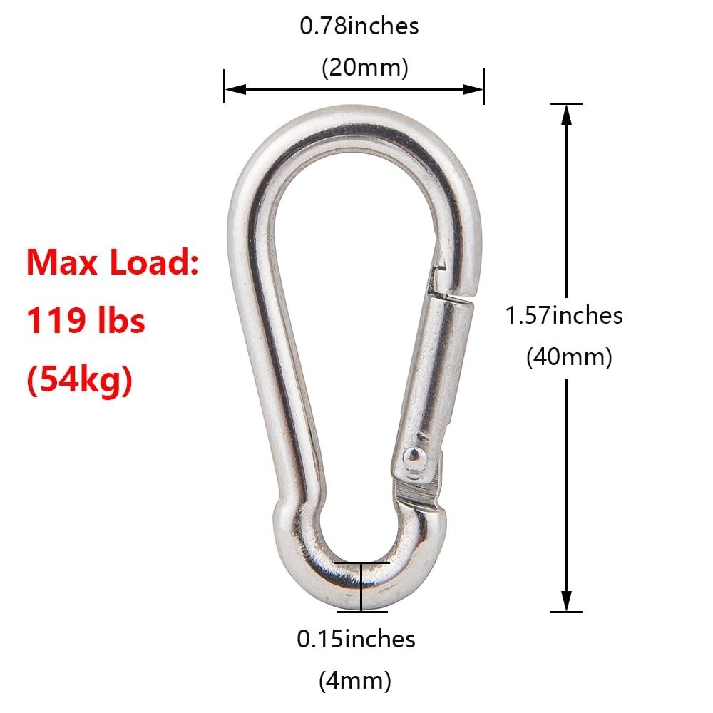 6Pcs Stainless Steel M15 Single Block & Spring Snap Hook - Heavy Duty Use