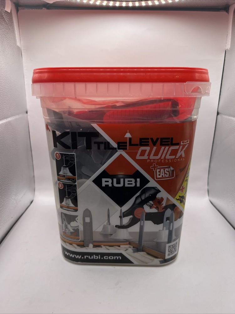 RUBI Tile Level Quick Kit. Includes 100 Straps, 100 Re-Usable Caps and 1 Quick